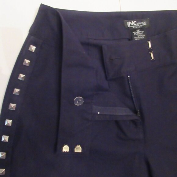 INC Stretch Sz. 6P Black Pants with Silver Pyramid Studs International Concepts - Picture 3 of 8